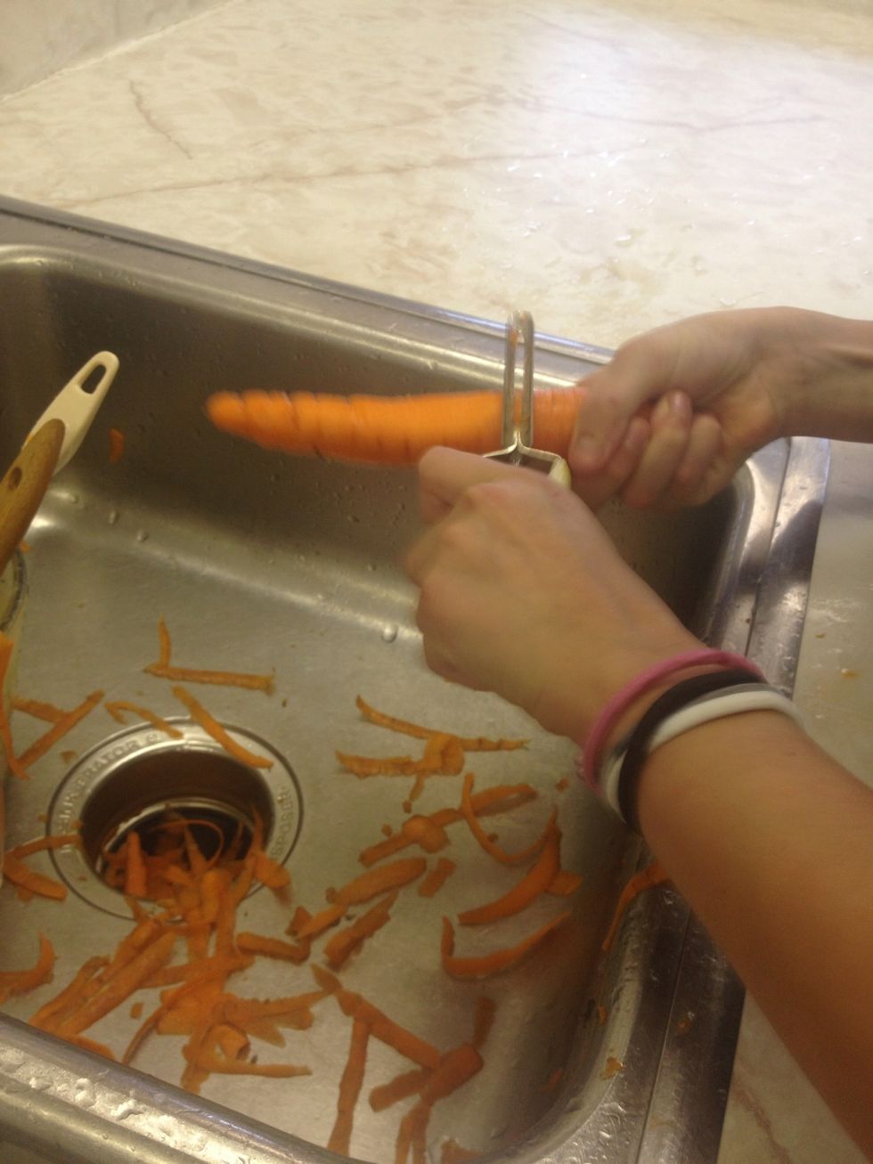 Take three carrots wash and peel