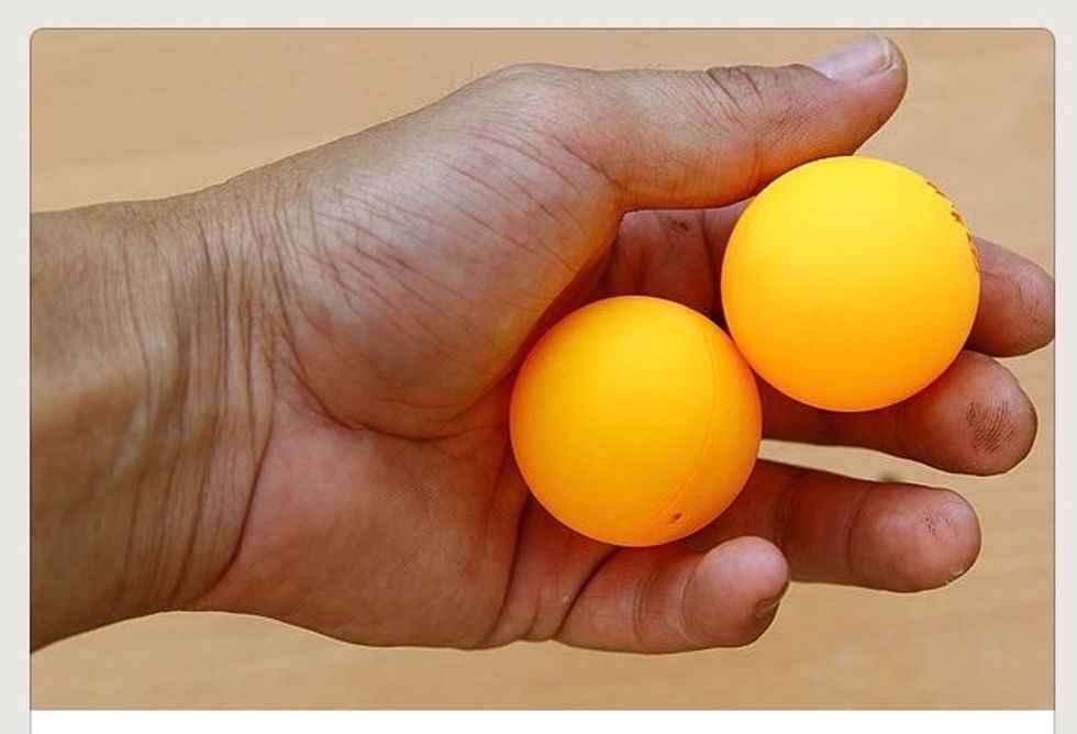 Take two ping pong ball