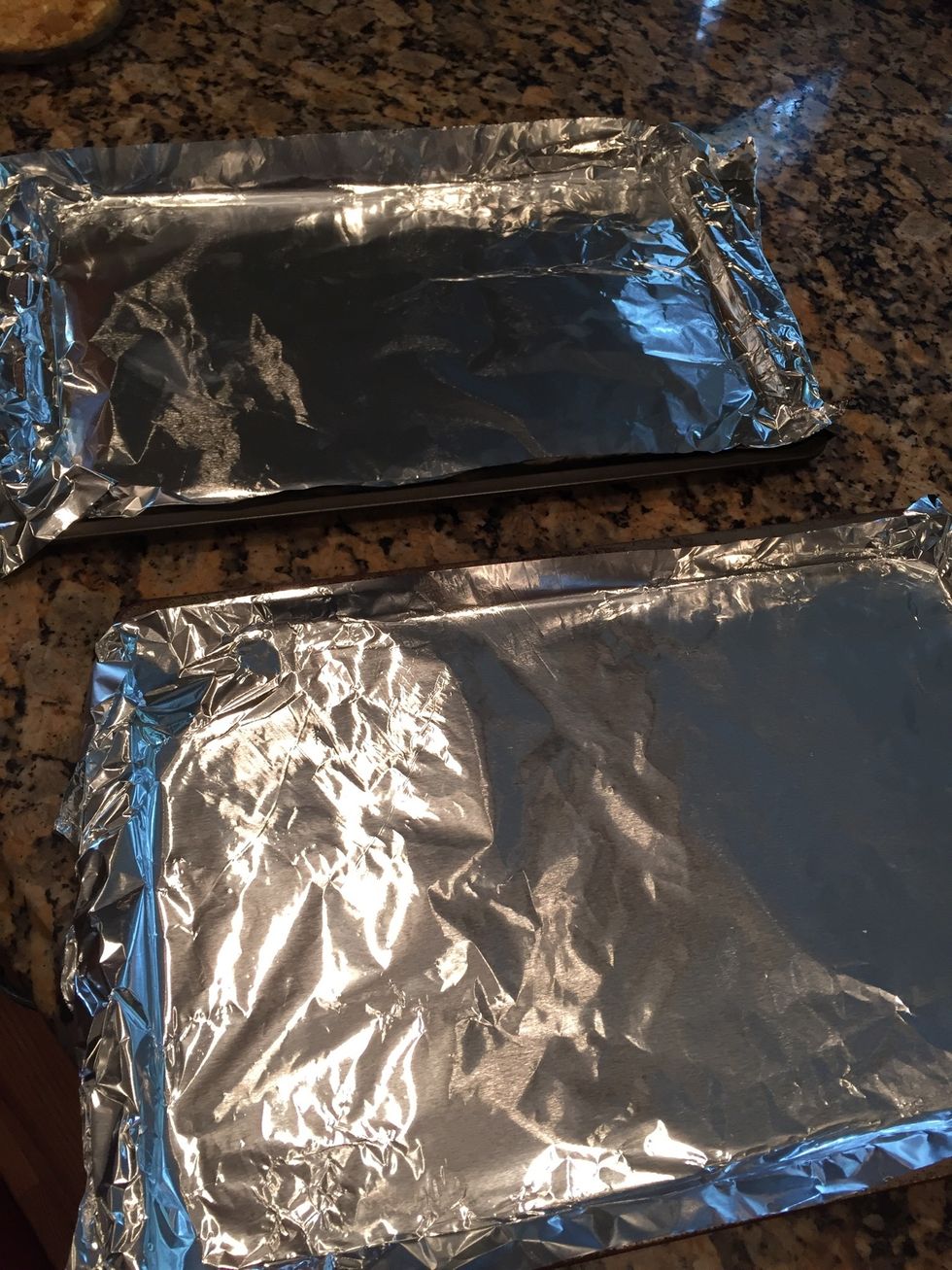 Take two sheet pans and cover w tin foil