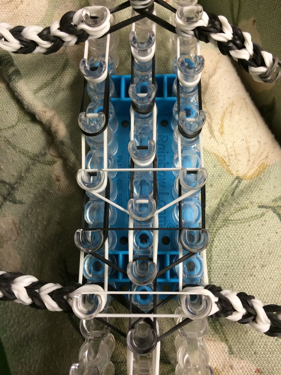 Take two white bandss and make another upside down triangle