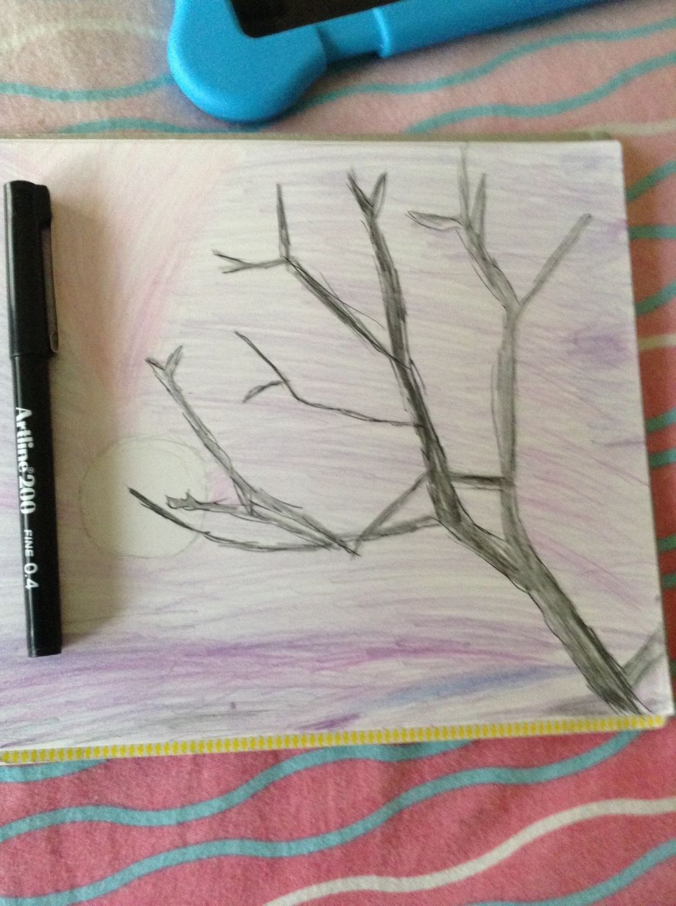 take ur fine liner and sketch on the tree