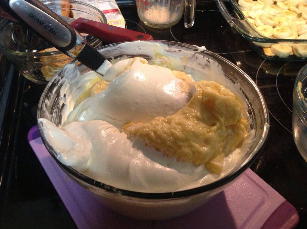 Take ur pudding which should be set and fold it in
