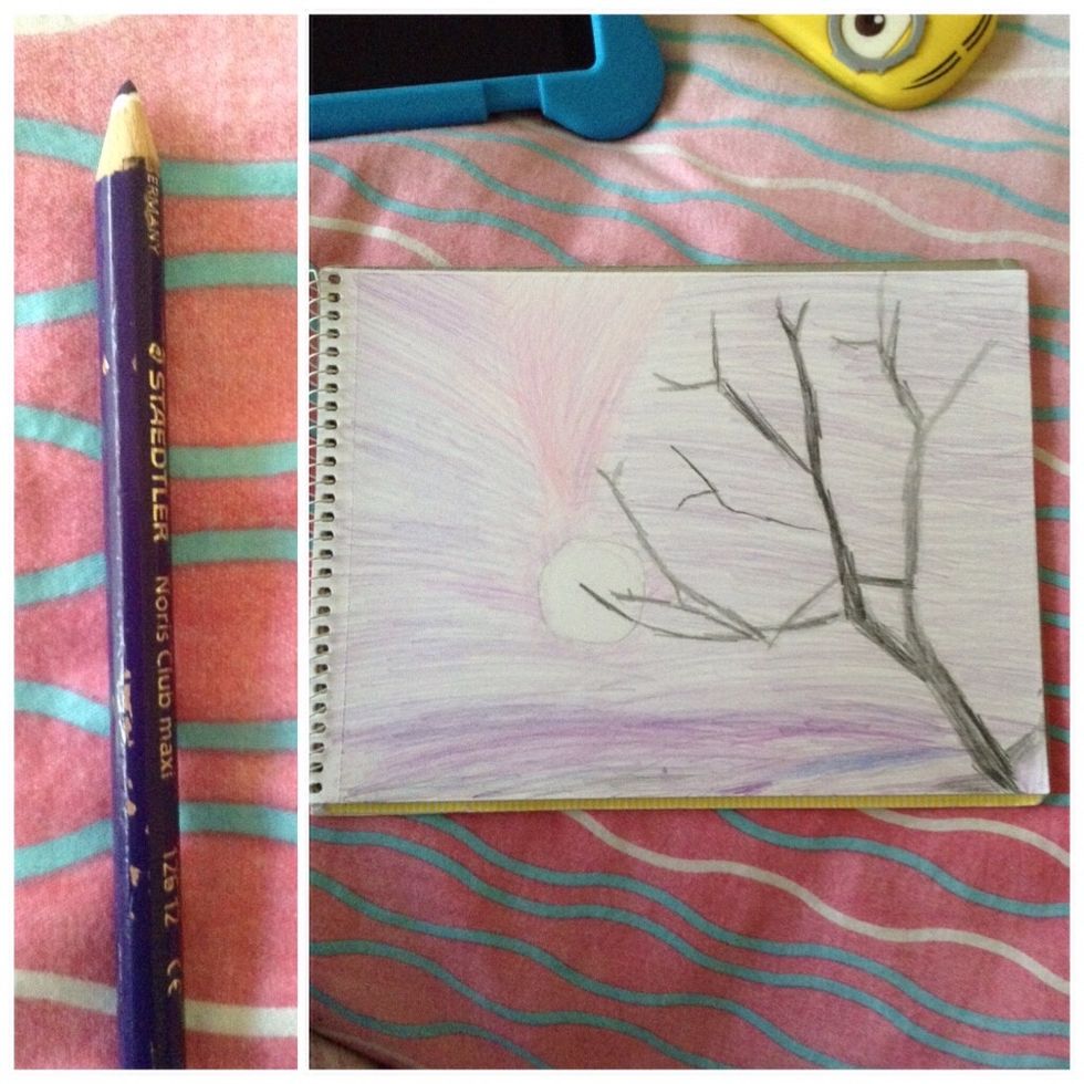 Take ur purple and colour the white parts not the moon