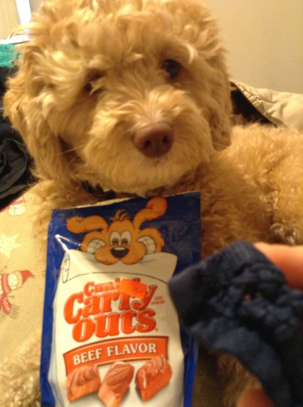 Take wet cloth and treats.