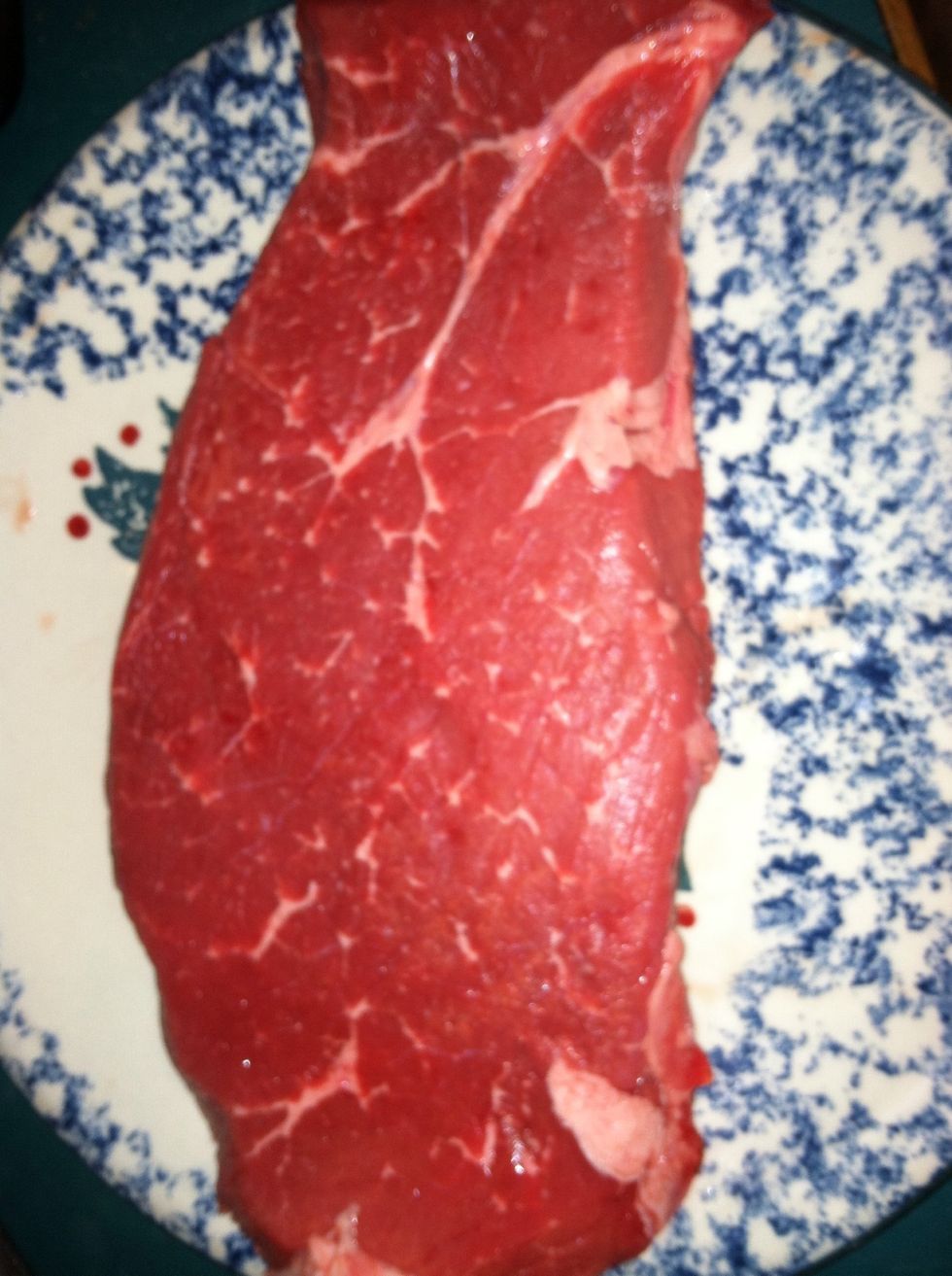 Take you meat, I decided to try with a top steak today but any kind will do. Even ground hamburger works for this recipe!