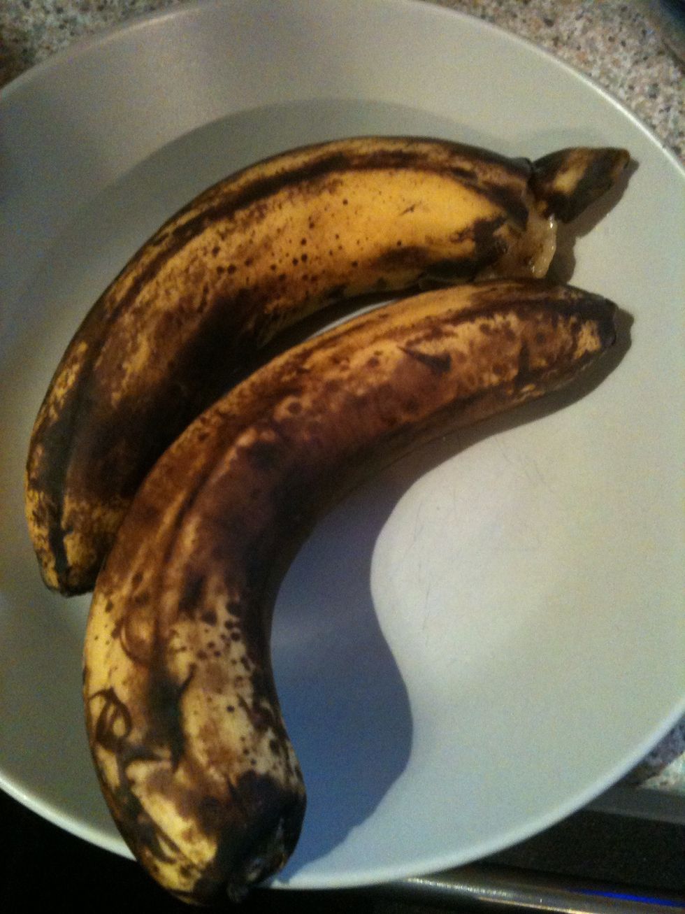 take your 2 bananas in a seperate bowl and peel!