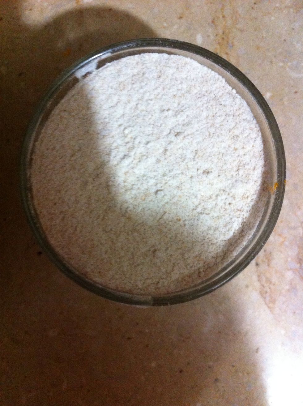 Take your 2 cups flour n mix in the dry ingredients. I used whole wheat cz it's healthier