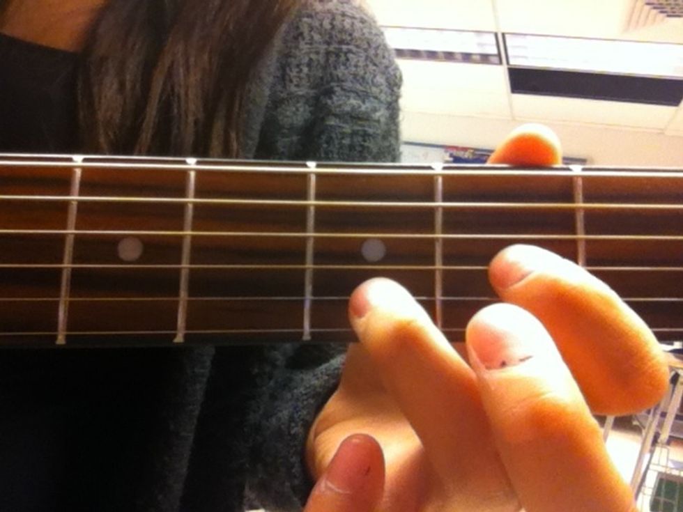 Take your 3rd finger off again so it looks like this.