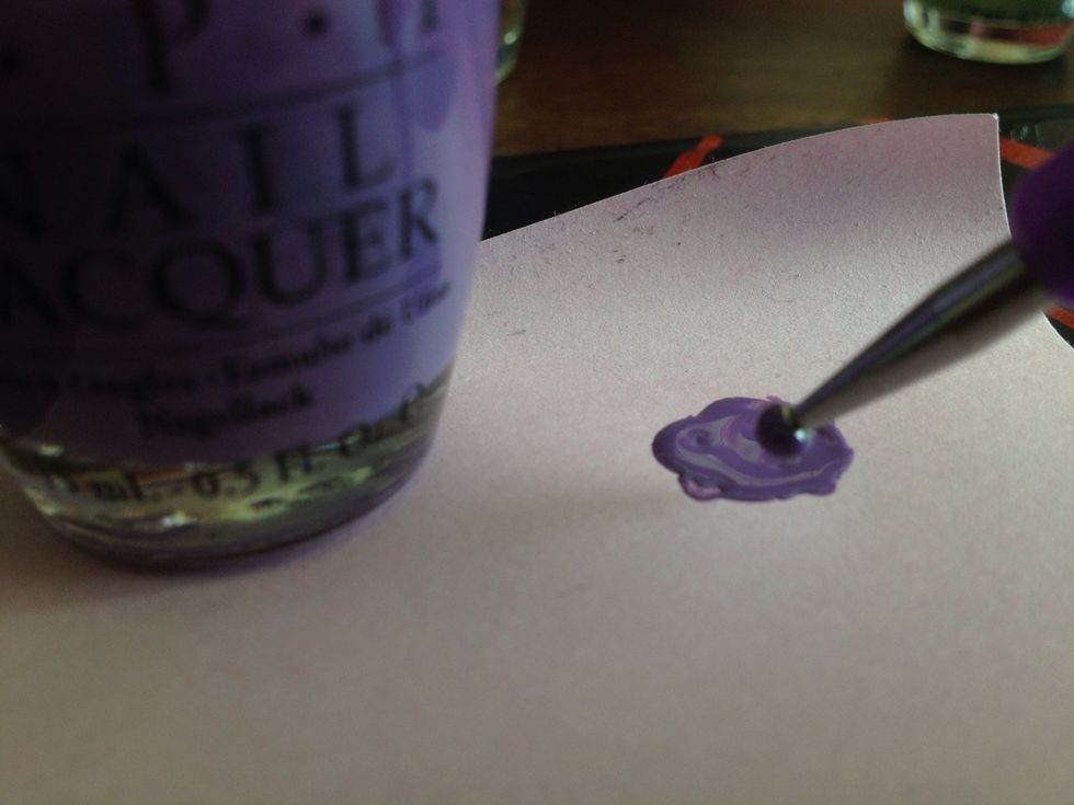 Take your bobby pin (or whatever you have chose to use) and dip into your polish. (My mother bought this dot tool at a nail supply store)