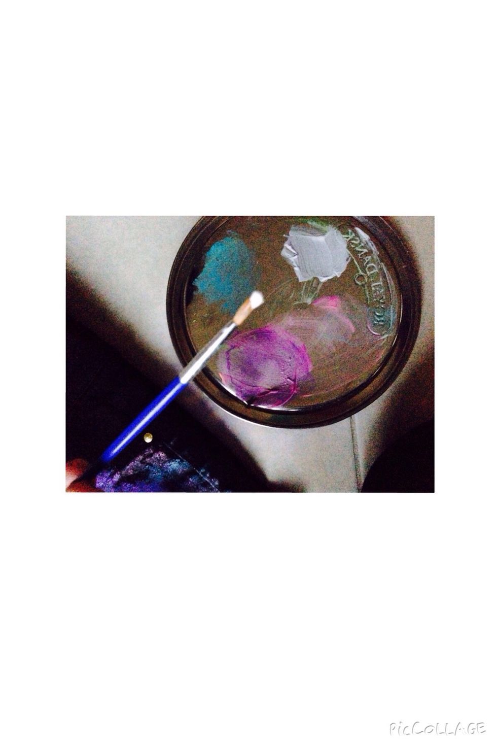 Take your brush and dip it into the white fabric paint.