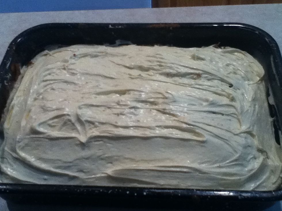 Take your cake out and slather the icing on like there's no tomorrow :)