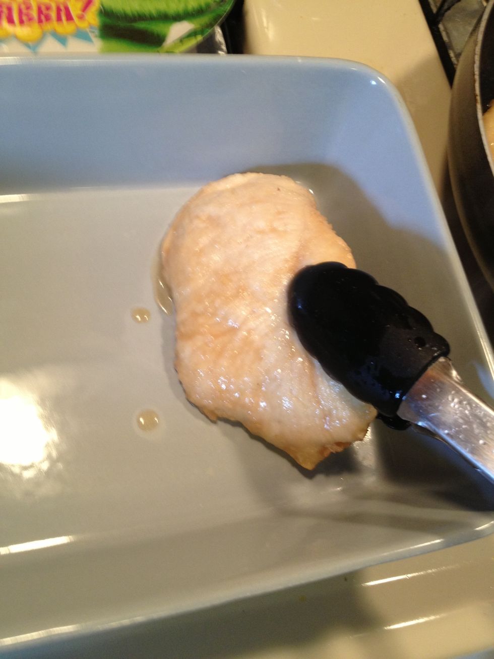 Take your chicken cutlets and put it in an oven proof dish