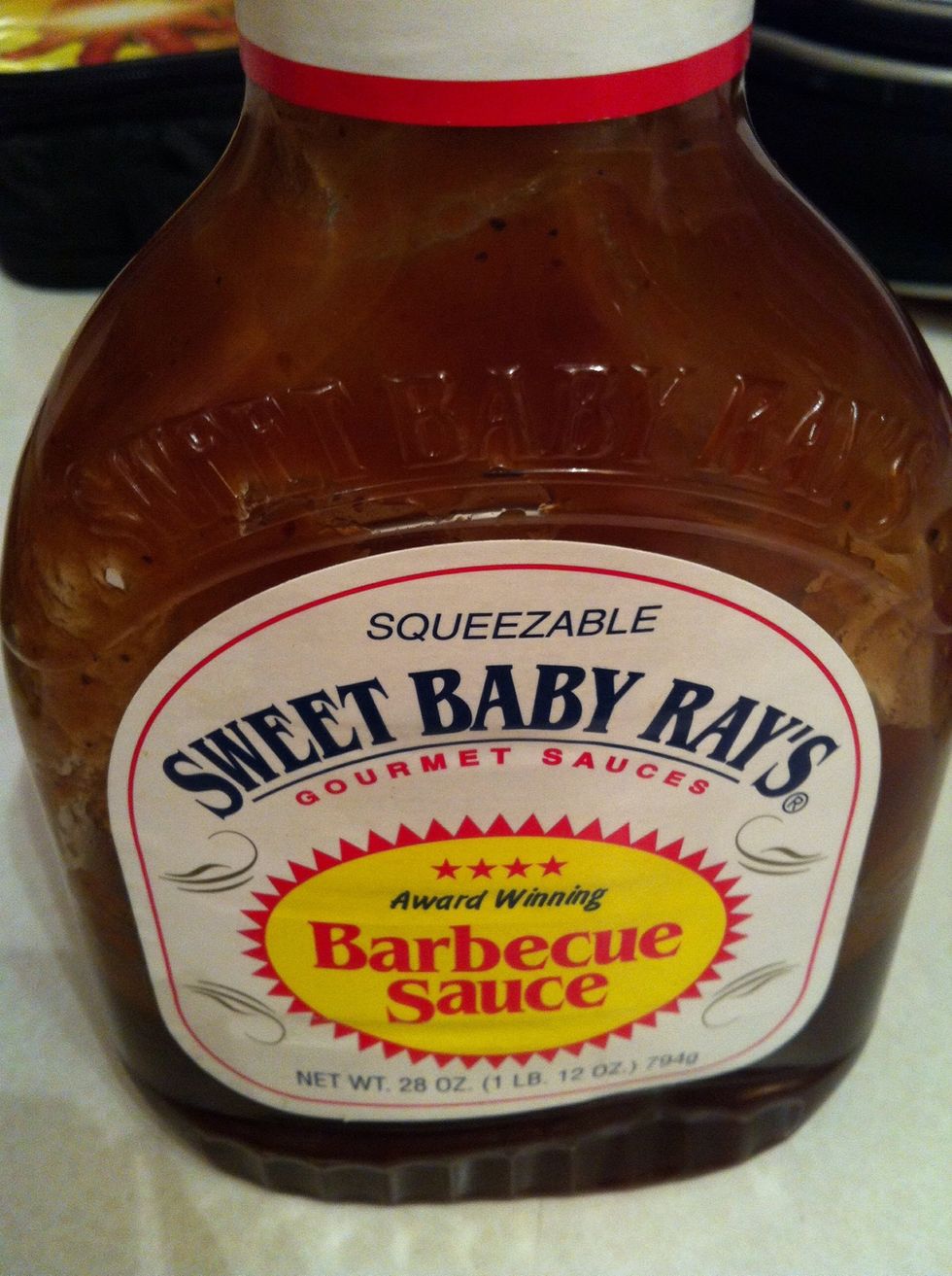 Take your choice of BBQ sauce I chose Sweet Baby Ray's