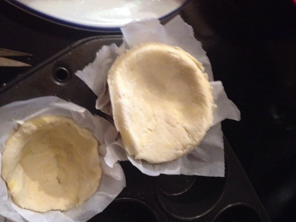 Take your circle of dough and lay it over the parchment...