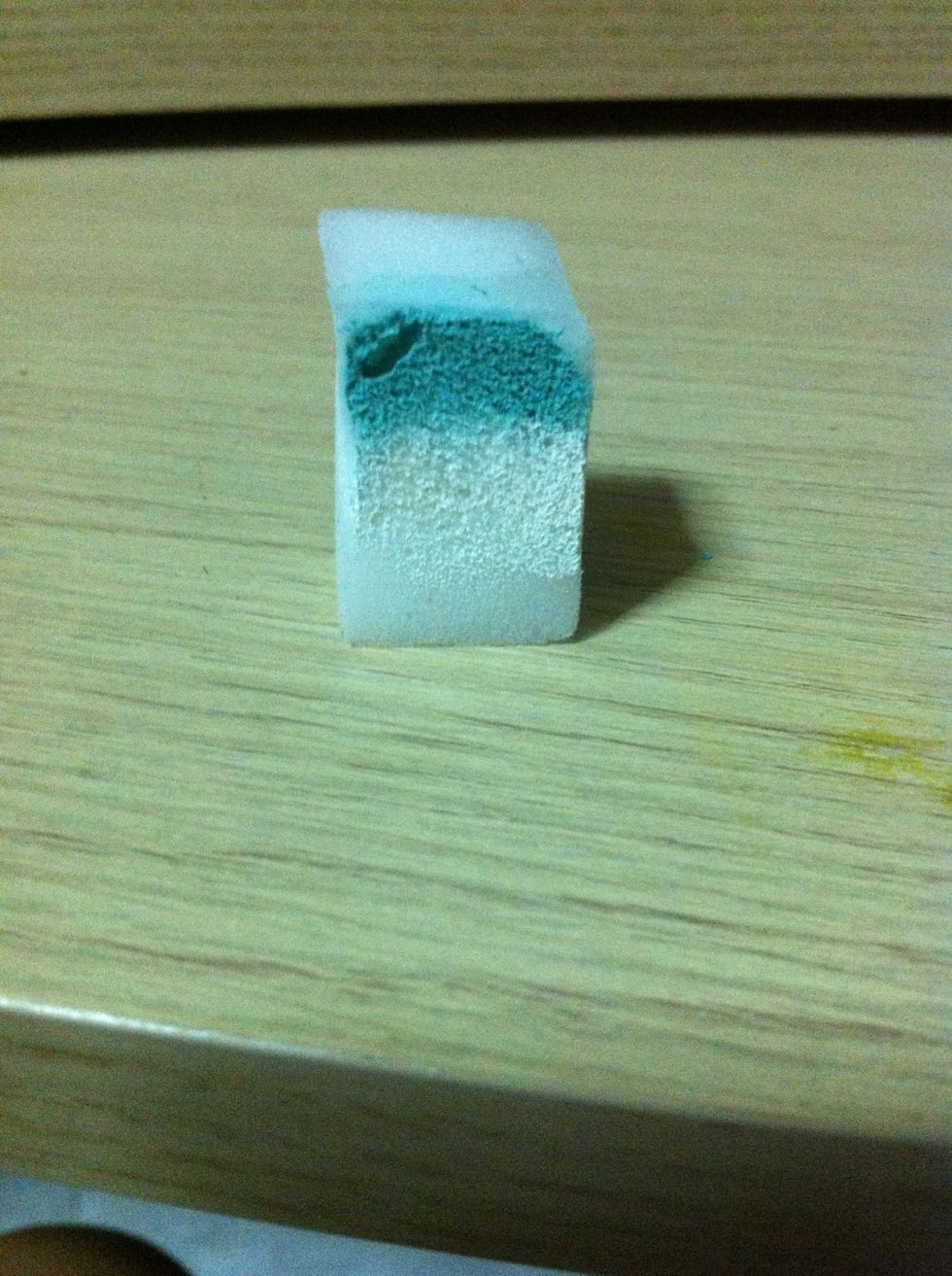 Take your dark colored nail polish and paint it on your sponge and do the same with the light colored nail polish onto the sponge