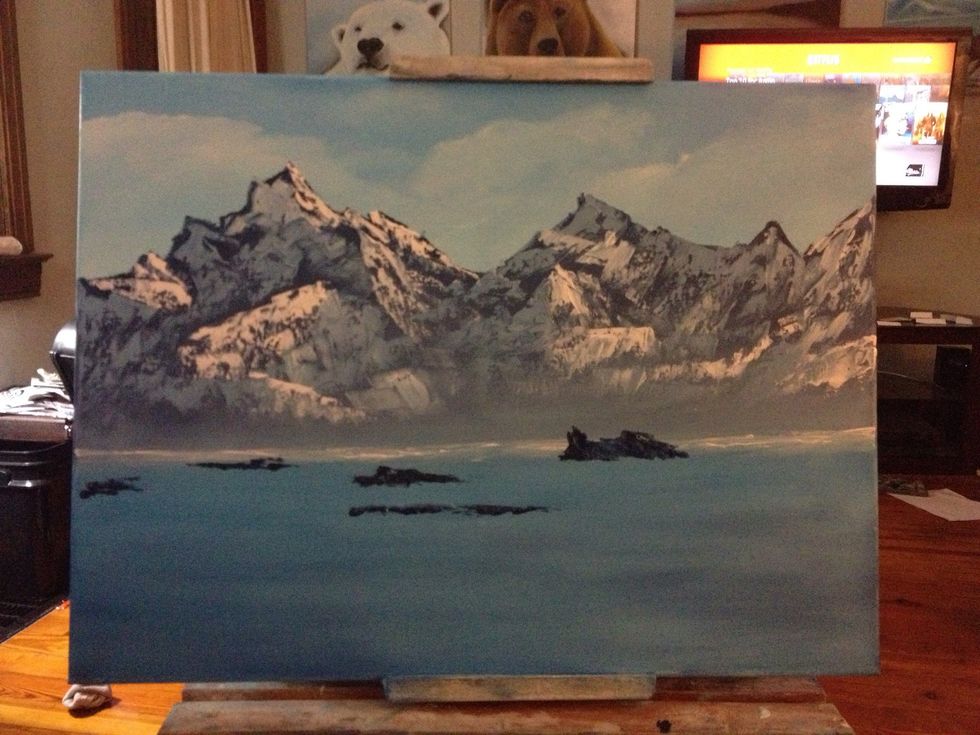 Take your dark mix back on your knife for rocks.