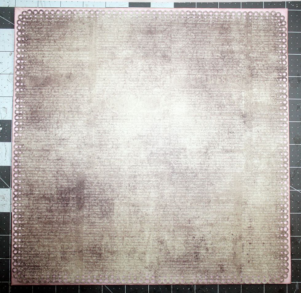 Take your darker shade of paper and punch the edges. Adhere to the cardstock.