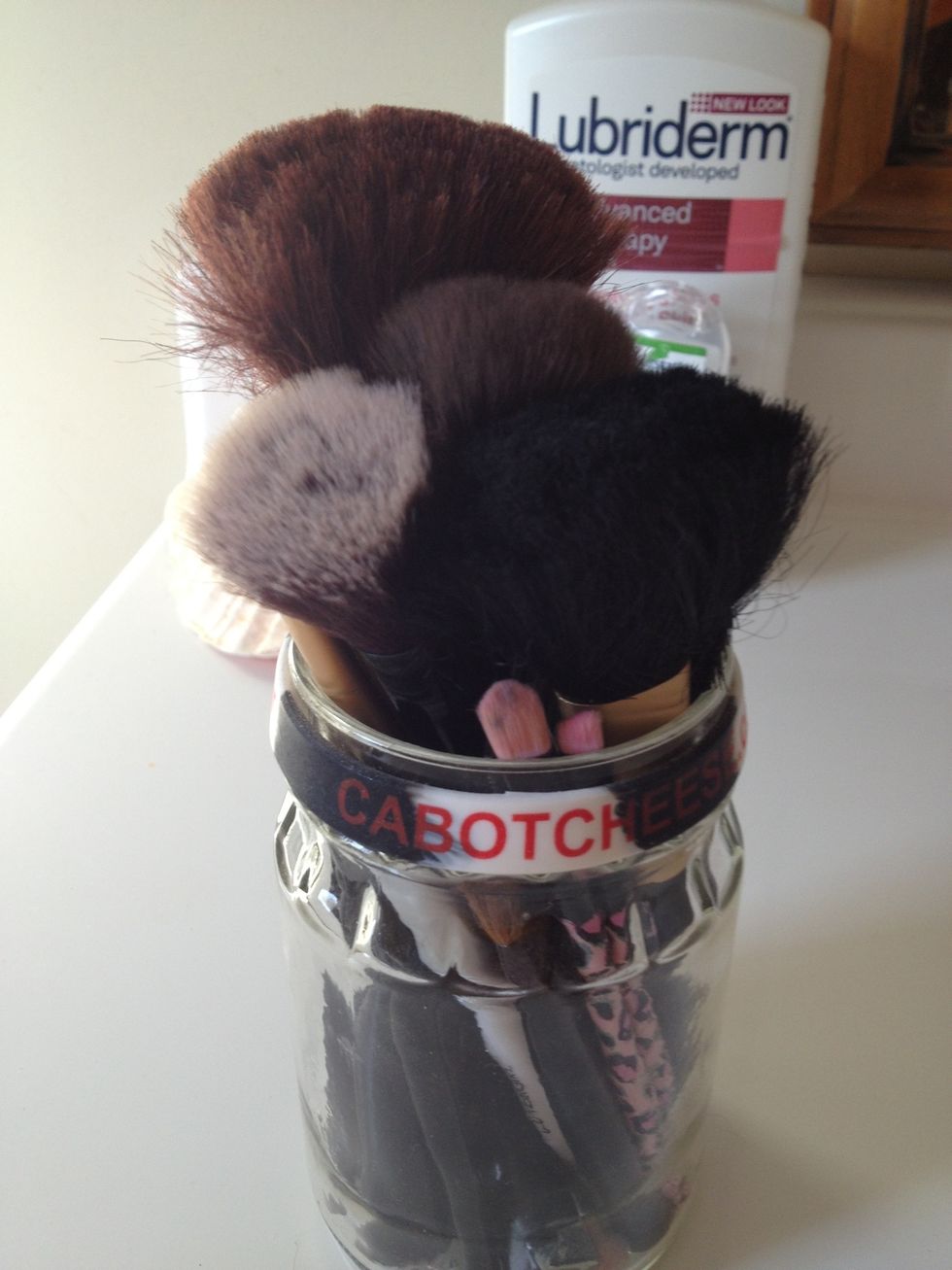Take your dirty make up brushes and pile them together