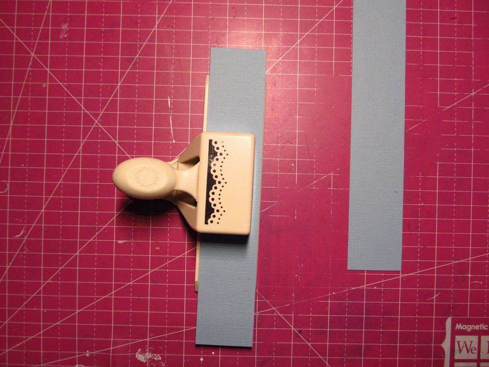 Take your favorite border punch (preferably something delicate) and punch one side of both pieces.