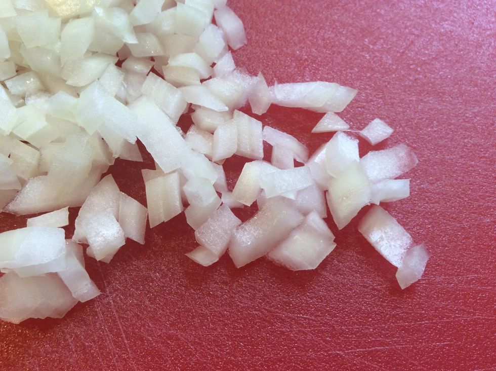 Take your finely chopped onions and place them...