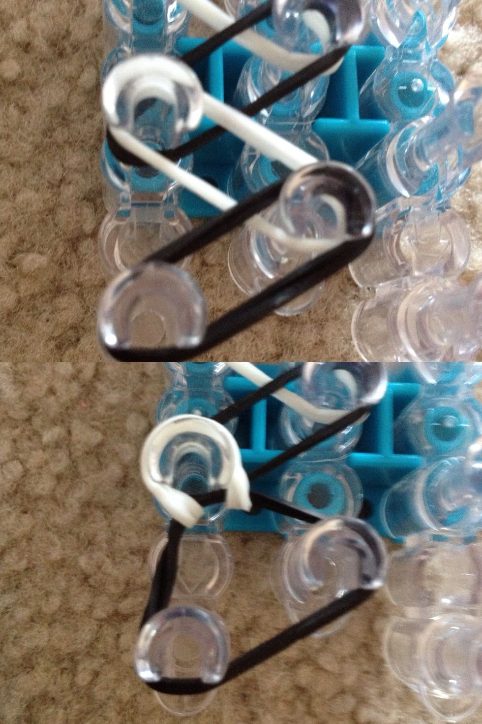 Take your first bands and hook it back to the outside.