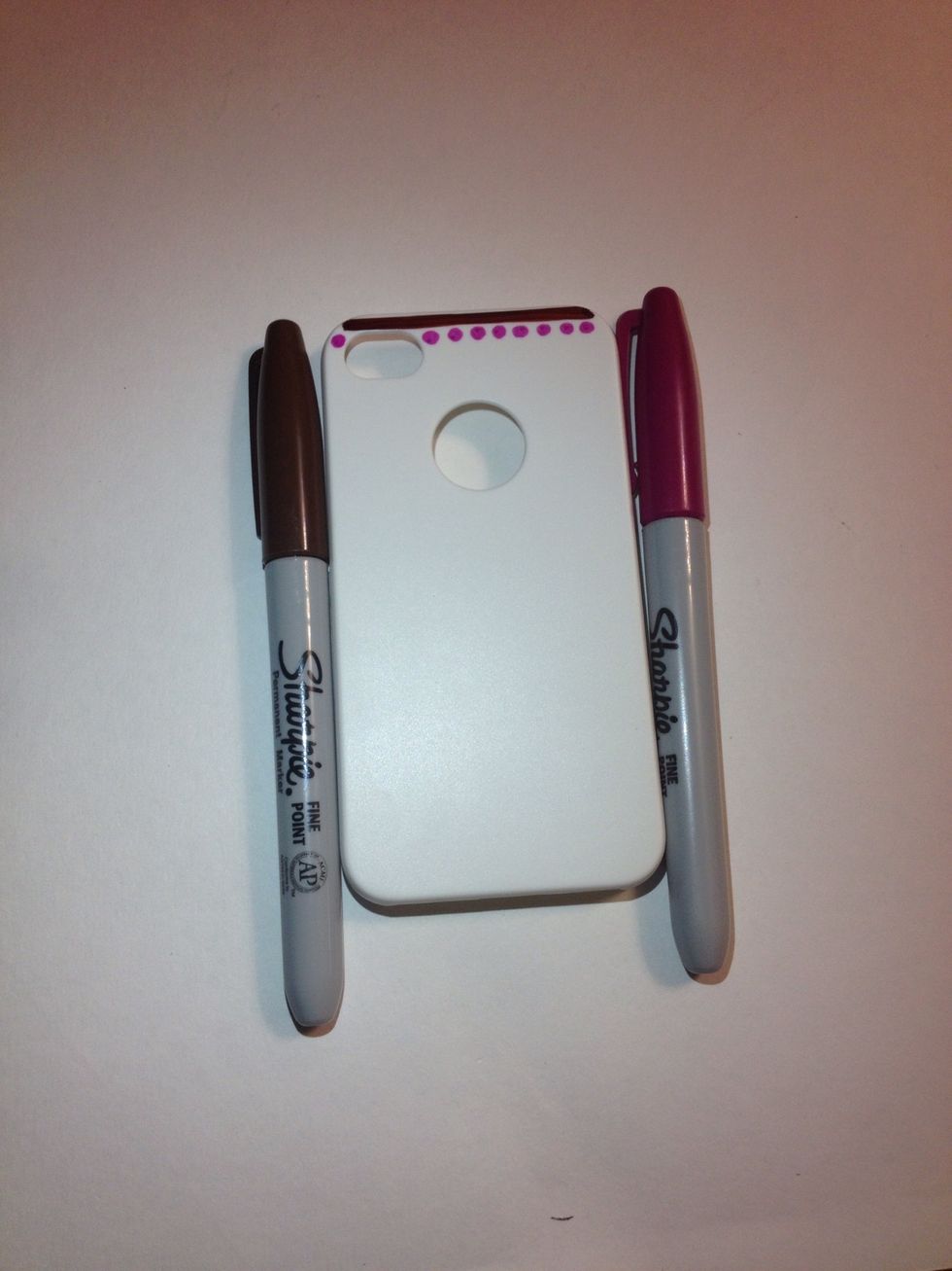 Take your first marker (any color you'd like). I started with a thin solid line and a dotted line (about 10 dots). *MAKE SURE YOU GO SLOW AND STEADY*