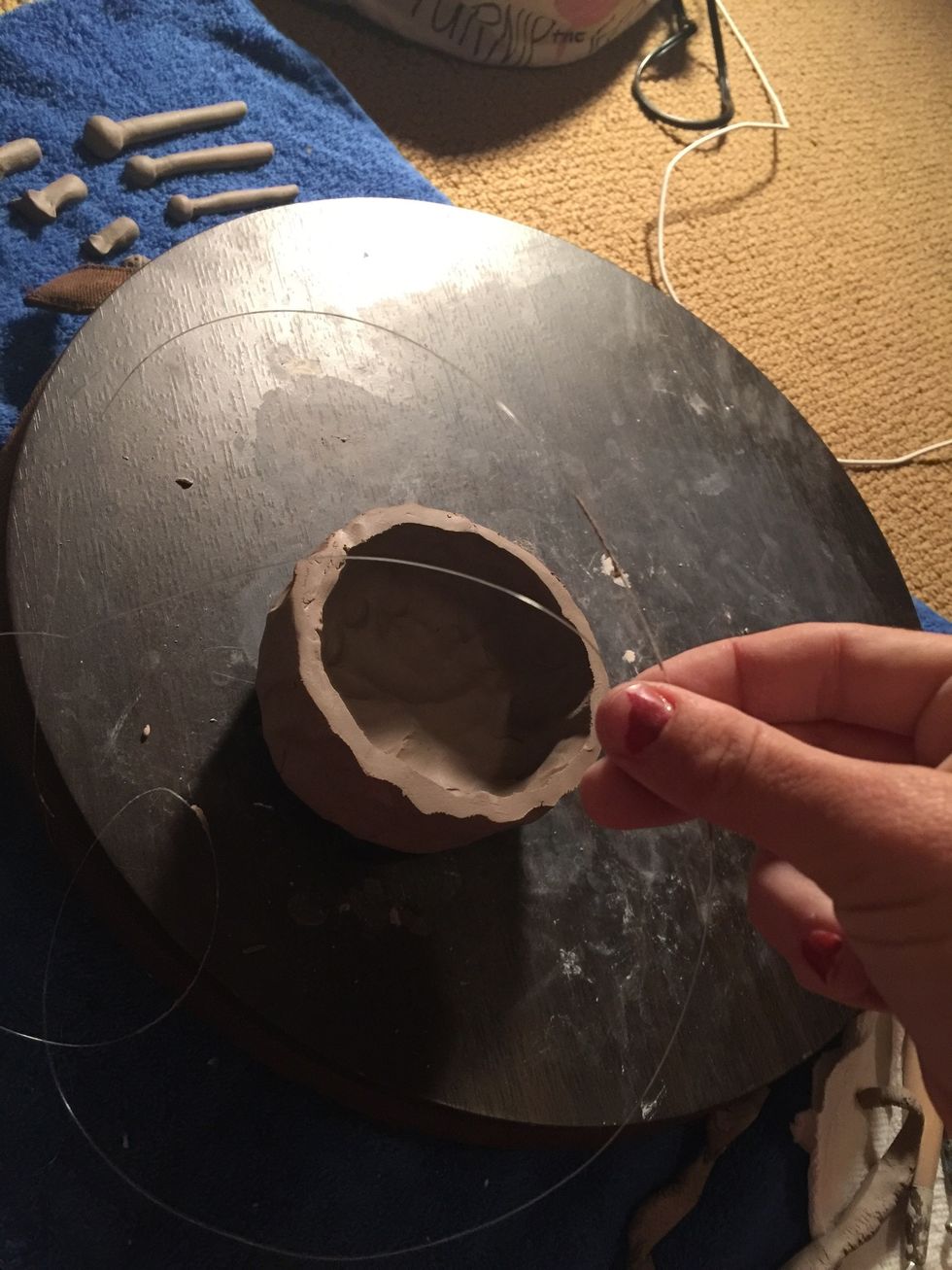 Take your fishing line and cut the top so that it is even