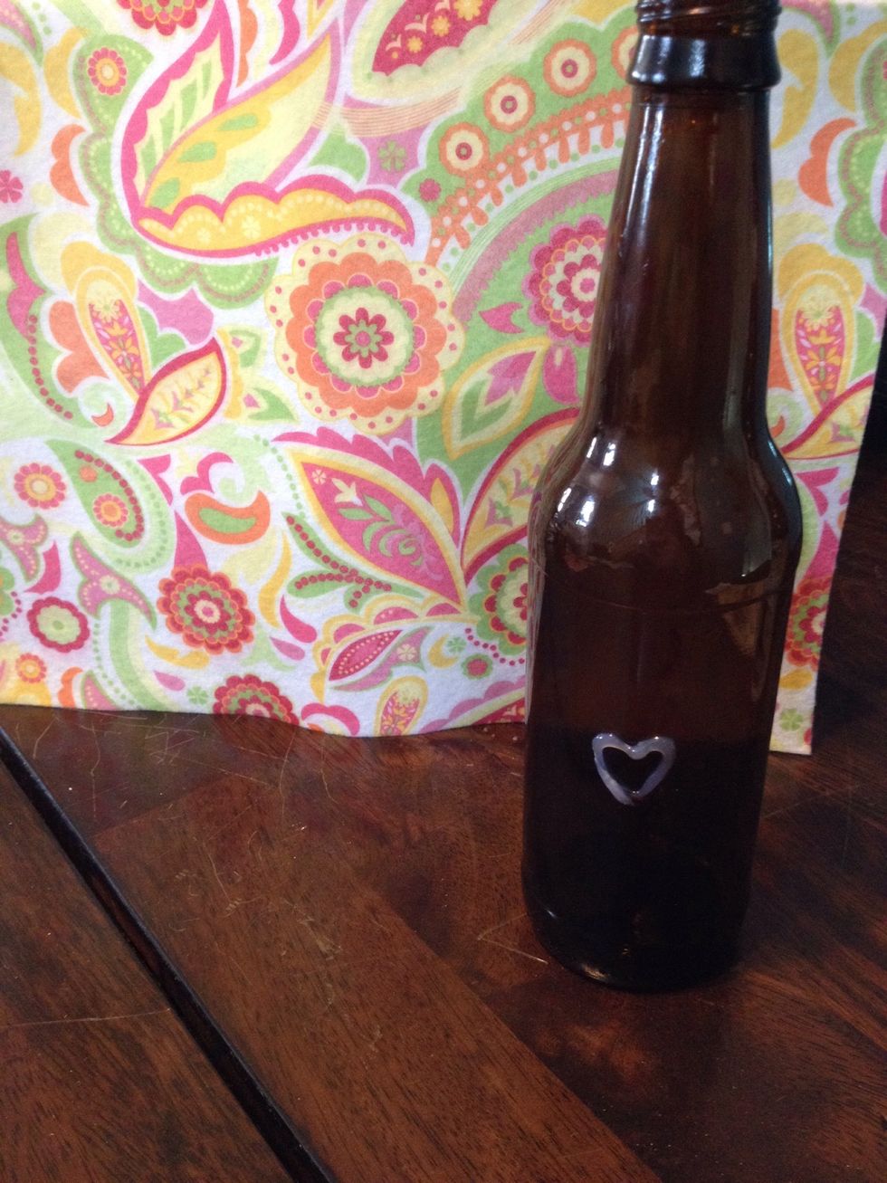 Take your glue gun and add shapes and designs as you wish! I just did a simple heart.