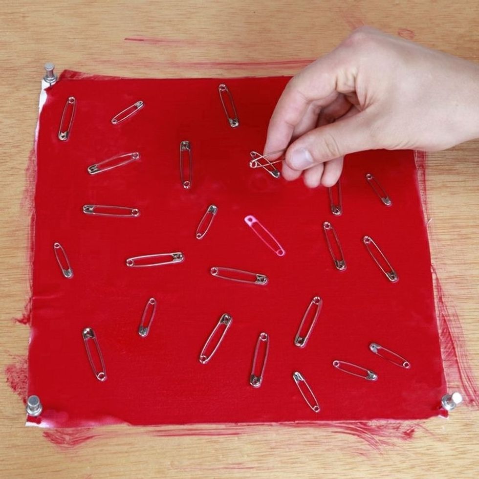 Take your Inkodye photogram back indoors and remove the objects in subdued lighting.