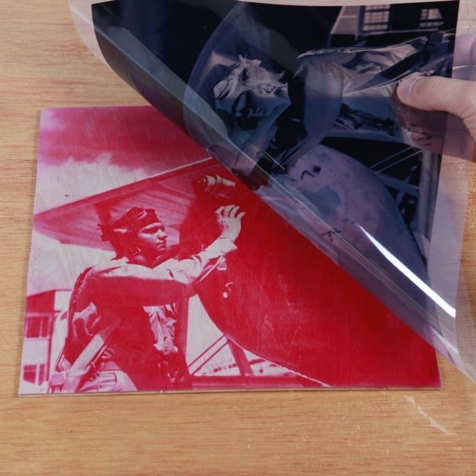 Take your Inkodye print back indoors and remove the negative in subdued lighting.