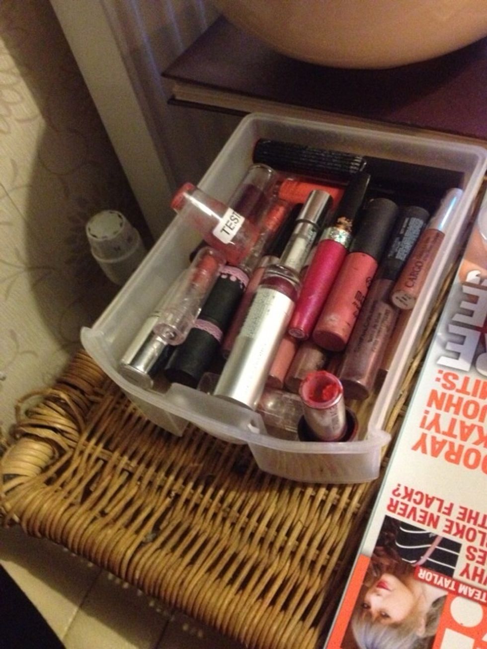 Take your lipsticks that you want to put into your palette