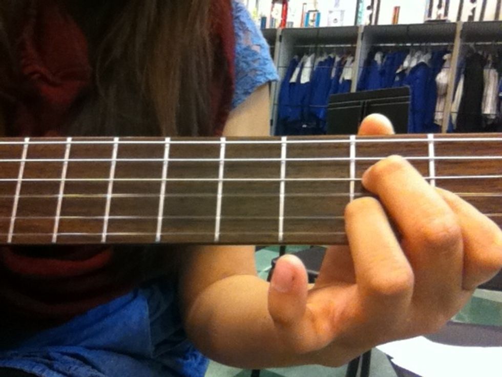 Take your pink off so you are once again back at the normal A chord