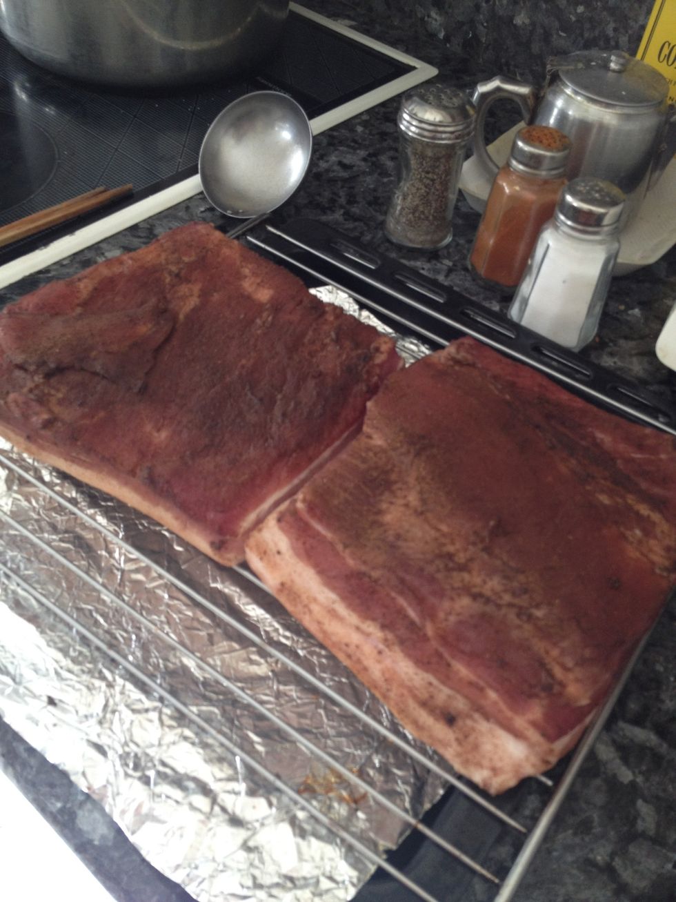 Take your pork belly out and pat it dry