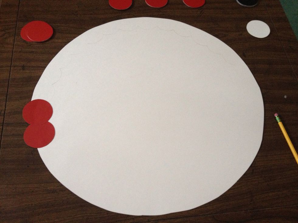 Take your poster board and cut out a big circle! (Ignore the two red things)