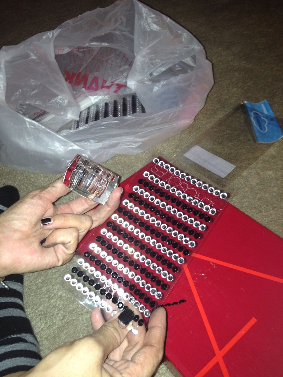 Take your rhinestones and candle holder