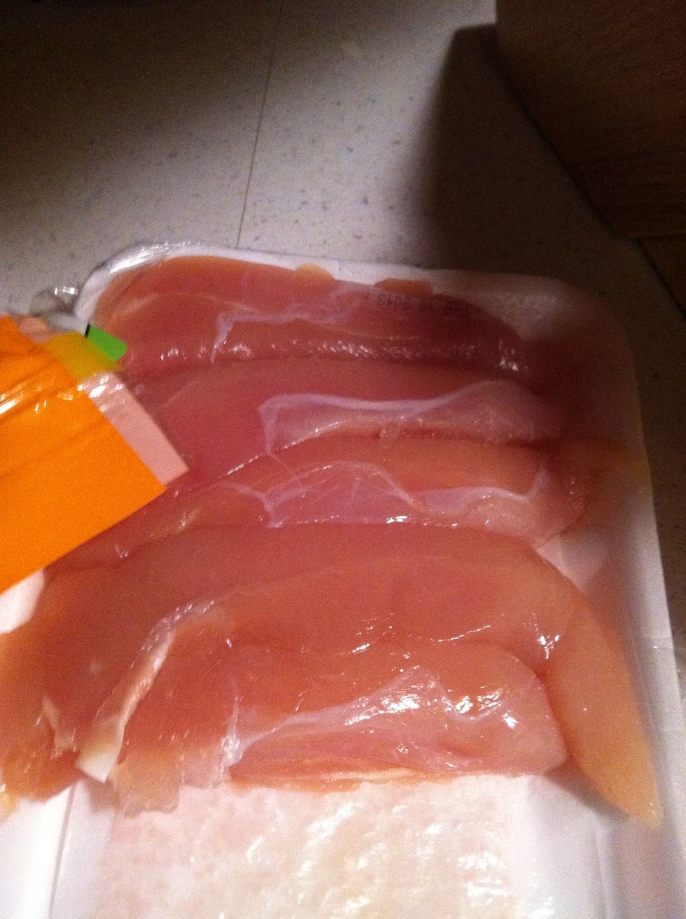 Take your tenderloin pieces and wash under cold water. I'm using free range chicken tenderloins, surprisingly on sale at the store!