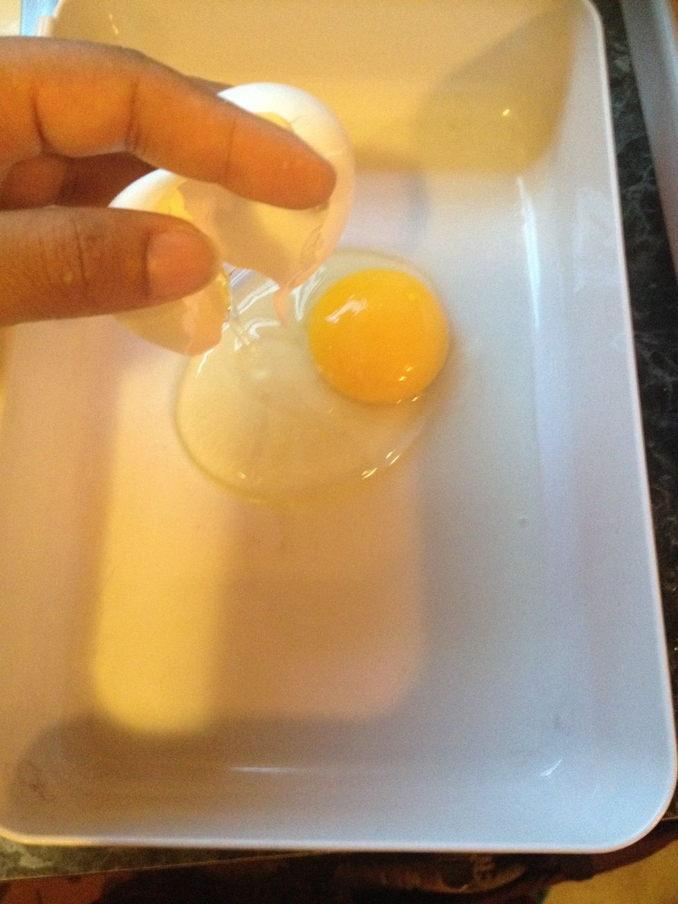 Take your third bowl and add your egg to it