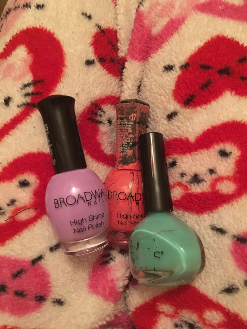 Take your three nail polish colors