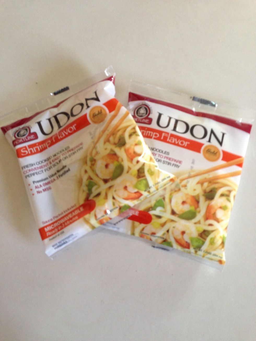 Take your udon noodles... If you're like me I could only find these premade ones with flavor packet... Toss flavor packet! And cook according to instructions in water