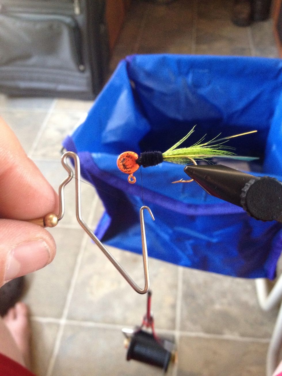 Take your whip finisher. (most come with instructions and I'm posting them soon) and do 7-12 wraps twice.