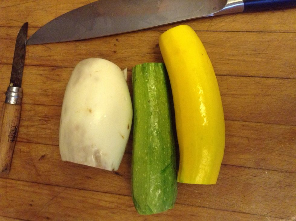 Take zucchini a and eggplant