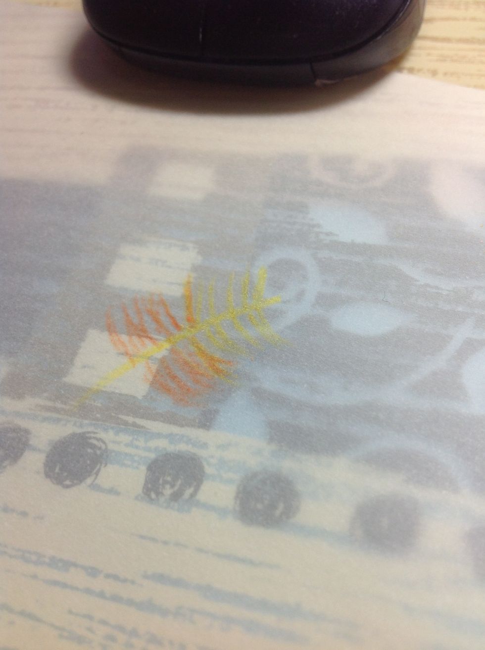 Taking the color we used before, lightly color the first two rows of strokes on the bottom.