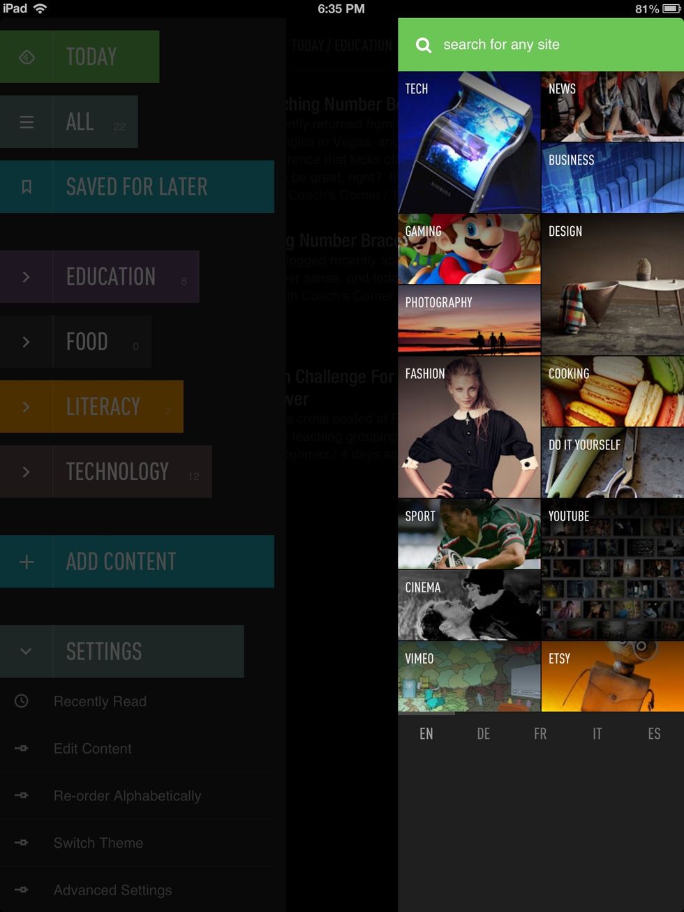 Tap "ADD CONTENT" to search by category, or search #hashtags, blog names or key words.