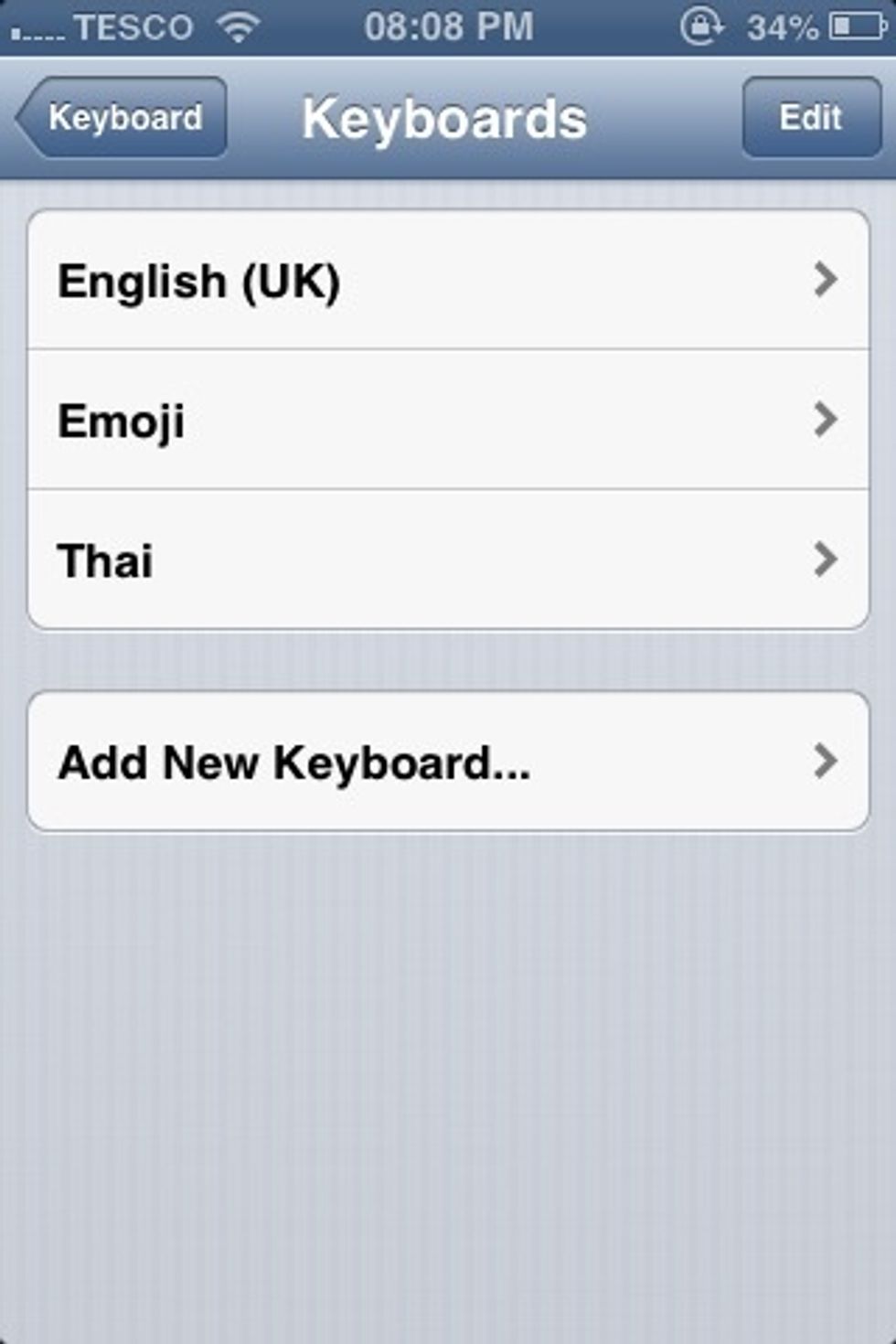 Tap 'Add New Keyboard'