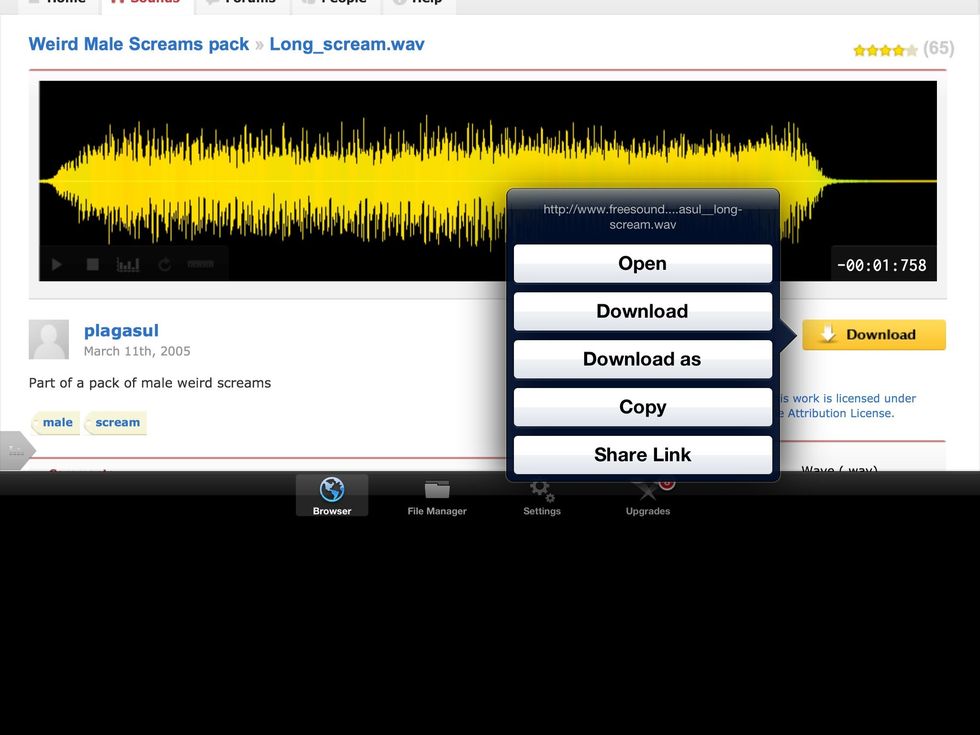 Tap and hold the download button to download