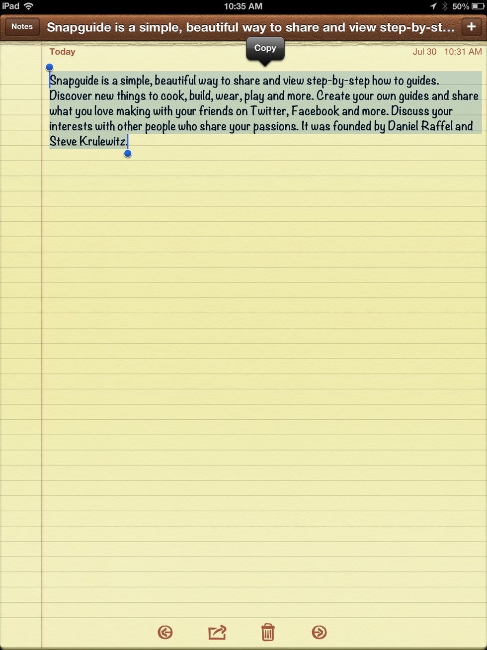 Tap "Copy" to copy all of the text. Then, close the Notes app and open up the Wordsalad app that you've already downloaded.