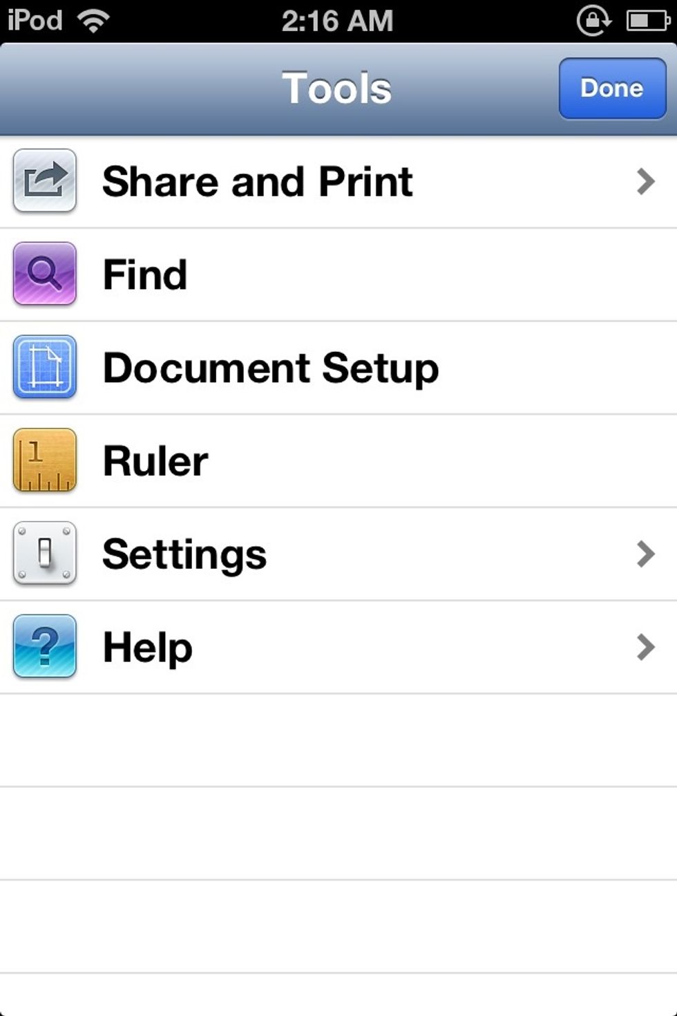 Tap DOCUMENT SETUP.