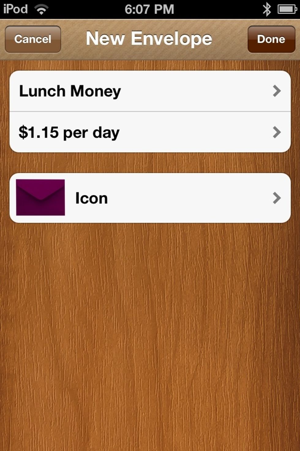 Tap DONE again to get to the MAIN SCREEN.