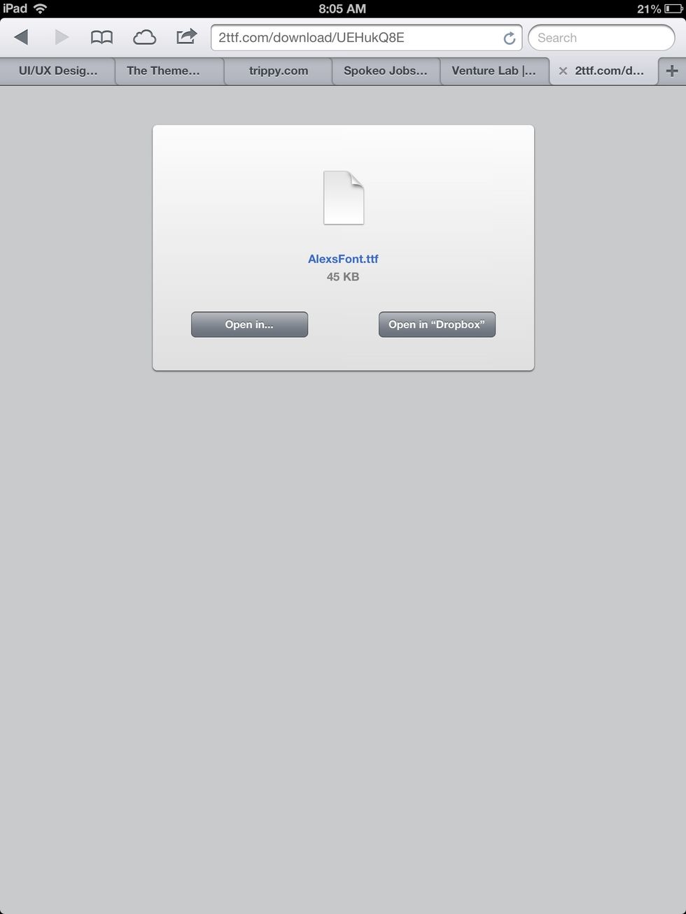 Tap "Download". I downloaded my font to Dropbox.