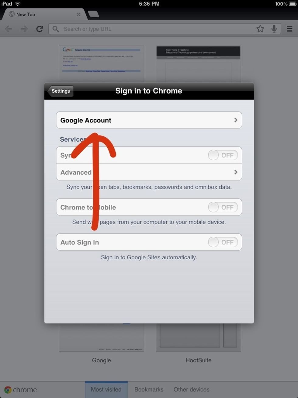 Tap Google account.